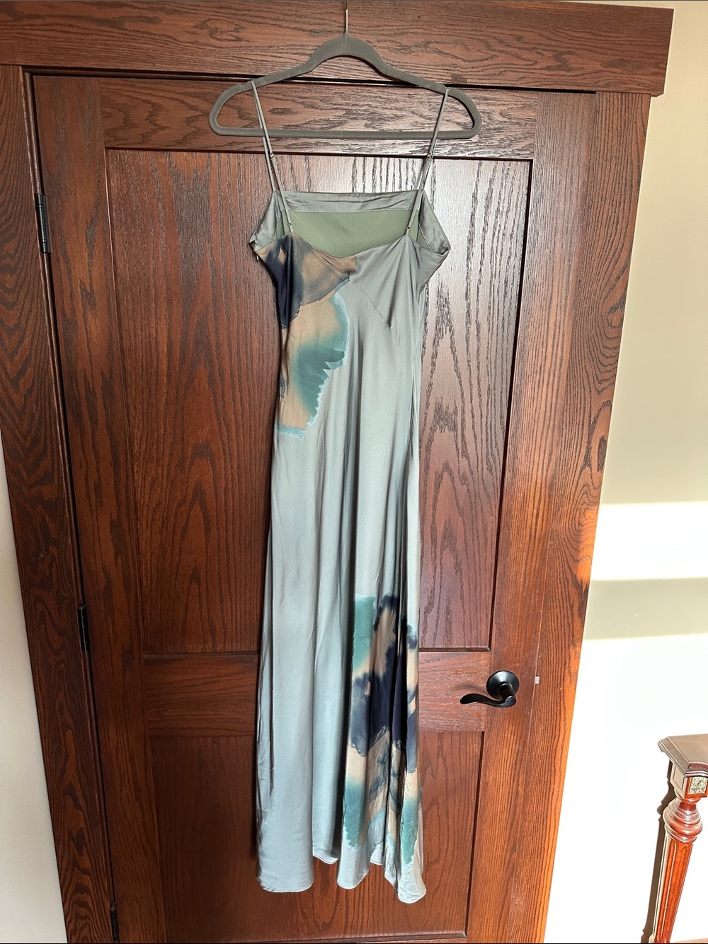 Hutch Lisa Silk Slip Maxi Dress in Soft Sage with Watercolor Floral size XL - Picture 12 of 12